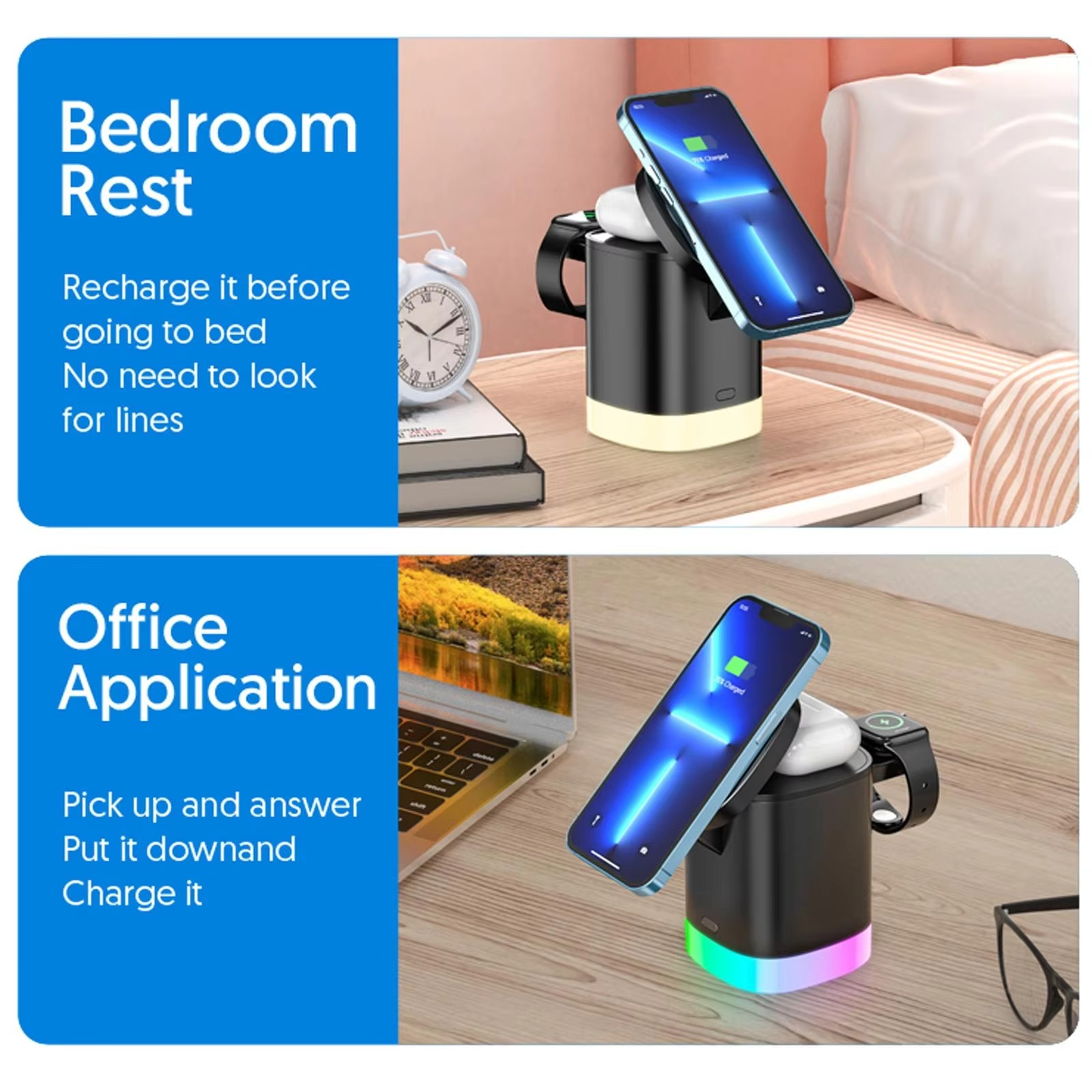 Charger with Foldable Phone Holder